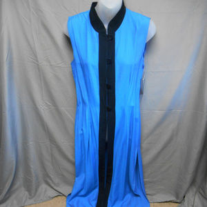 NWT Focus Studio sleeveless blue black duster 8